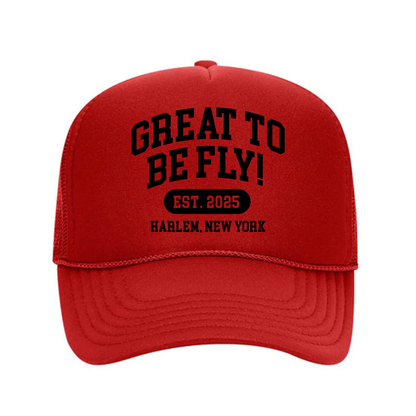 GREAT TO BE FLY! Trucker Hat – Red & Black