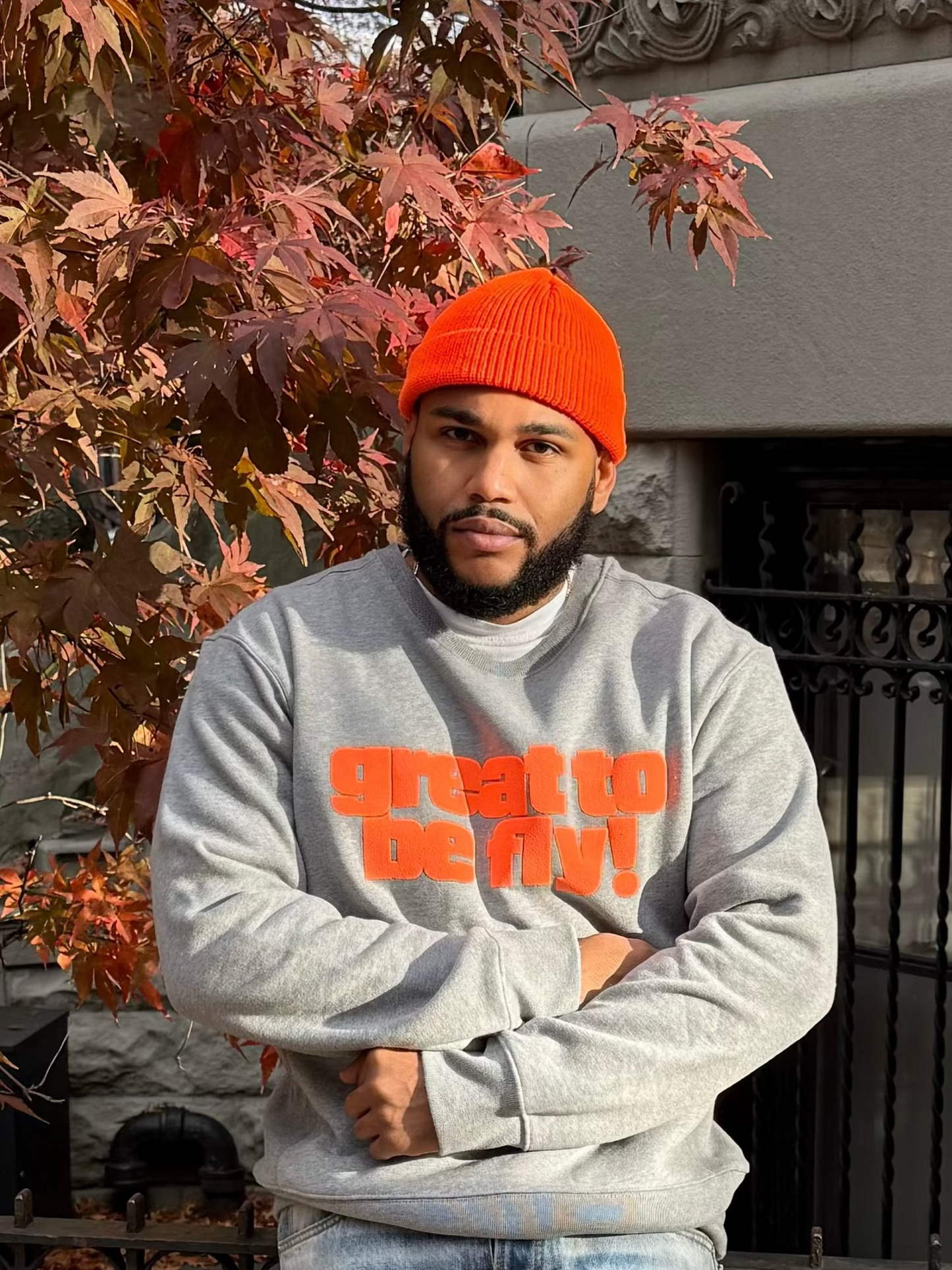 Great To Be Fly!  Logo Sweatshirt - Grey/Orange