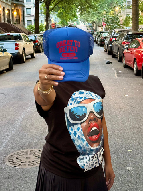 GREAT TO BE FLY! Trucker Hat – Royal Blue & Red