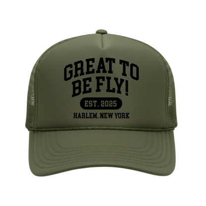 GREAT TO BE FLY! Trucker Hat – Olive