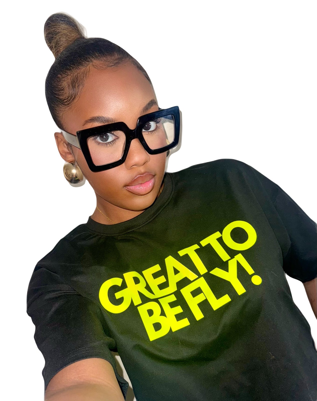 Great To Be Fly!  CROPPED Logo Tee (Black/Neon)